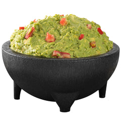 56 oz Round Black Thermal Plastic Molcajete Bowl - 8 3/4