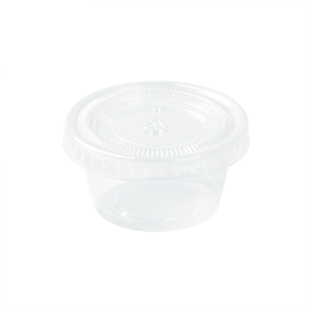 RW Base Round Clear Plastic Portion Cup Lid - Fits 0.8 and 1 oz - 1 3/4" x 1 3/4" x 1/4" - 2000 count box