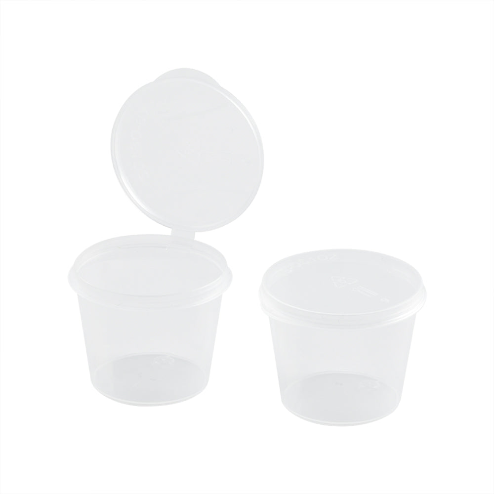 RW Base 1 oz Clear Plastic Portion Cup - with Hinged Lid - 1 1/2" x 1 1/2" x 1 1/4" - 2000 count box