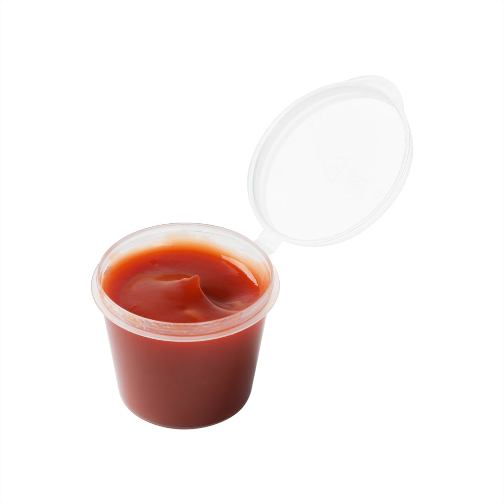 RW Base 1 oz Clear Plastic Portion Cup - with Hinged Lid - 1 1/2" x 1 1/2" x 1 1/4" - 2000 count box