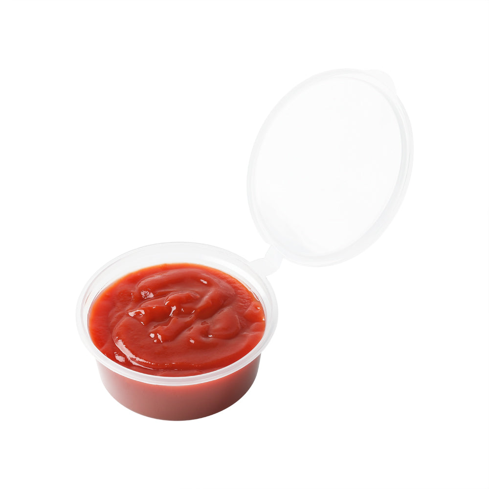 RW Base 1.5 oz Clear Plastic Portion Cup - with Hinged Lid - 2" x 2" x 1" - 2000 count box