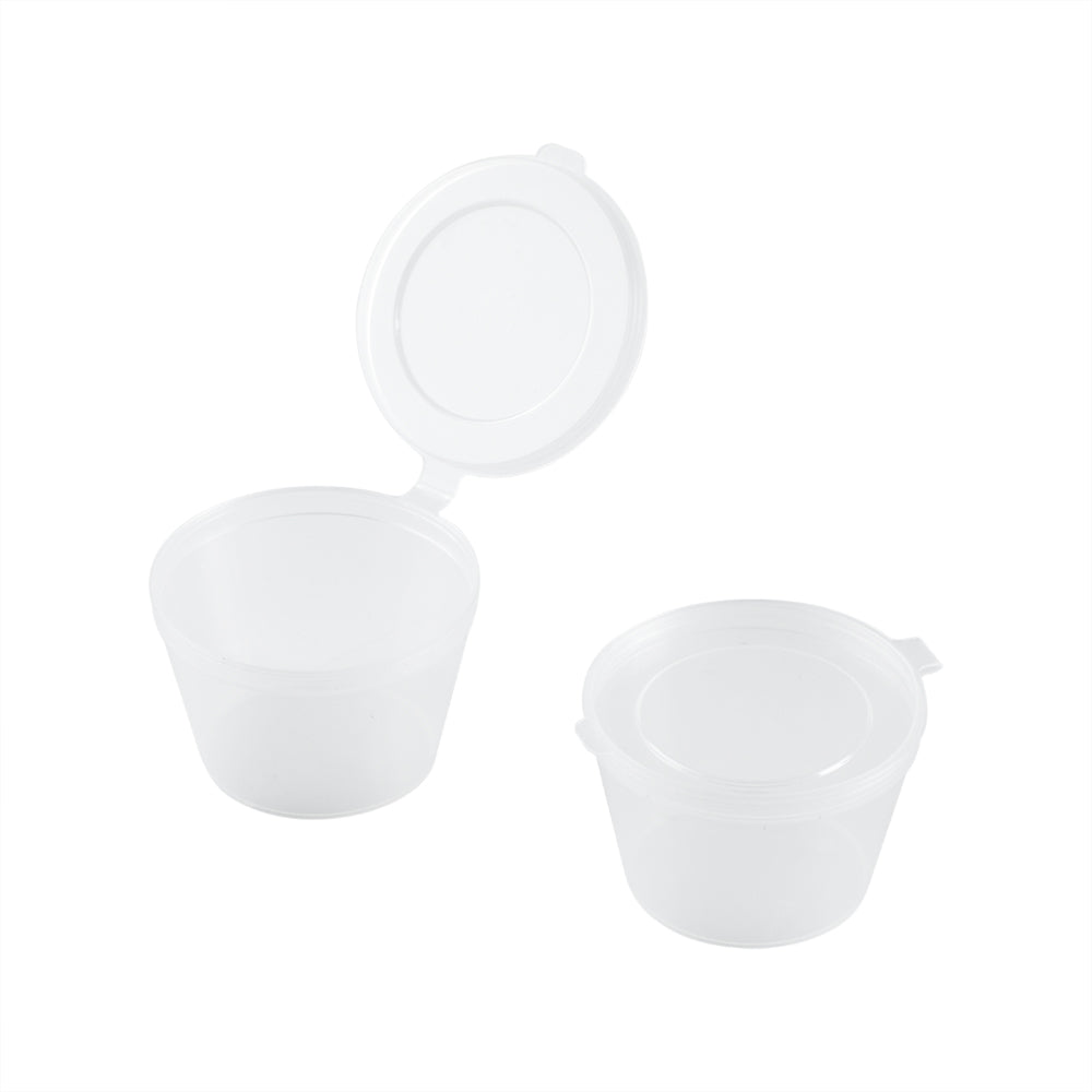 RW Base 3 oz Clear Plastic Portion Cup - with Hinged Lid - 2 3/4" x 2 3/4" x 1 1/2" - 2000 count box