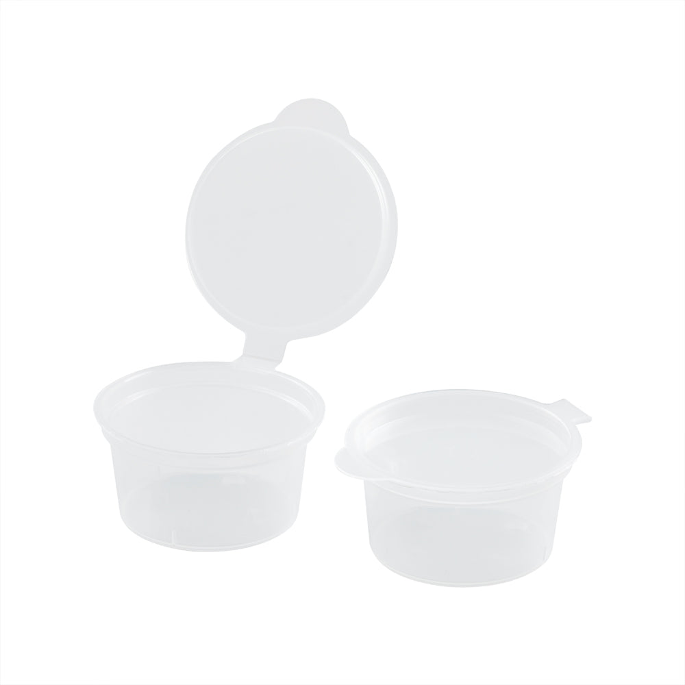 RW Base 4 oz Clear Plastic Portion Cup - with Hinged Lid - 3 1/4" x 3 1/4" x 1 1/4" - 2000 count box