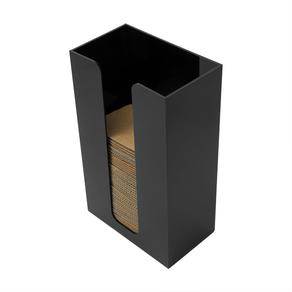 Restpresso Black Acrylic Vertical Coffee Cup Sleeve Dispenser - 6" x 3 1/2" x 10" - 1 count box