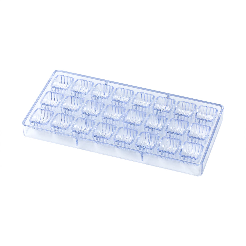 Pastry Tek Polycarbonate Ridged Cylinder Candy / Chocolate Mold - 24-Compartment - 10 count box