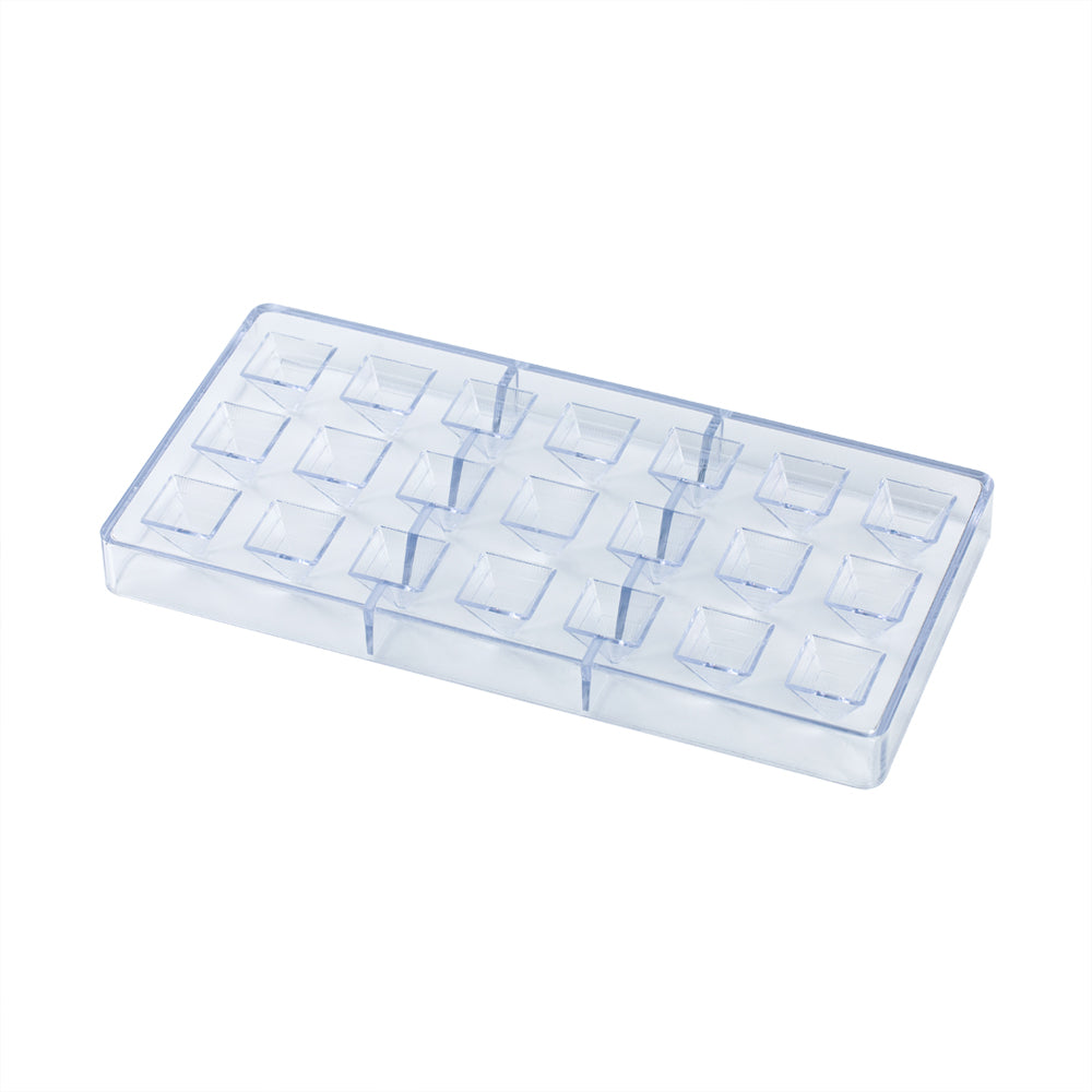 Pastry Tek Polycarbonate Pyramid Candy / Chocolate Mold - 21-Compartment - 10 count box