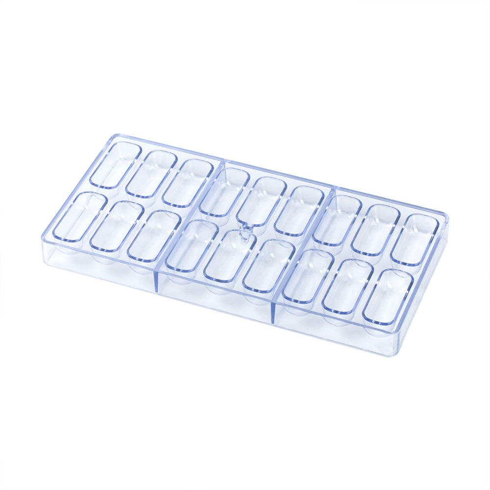 Pastry Tek Polycarbonate Oblong Candy / Chocolate Mold - 18-Compartment - 10 count box