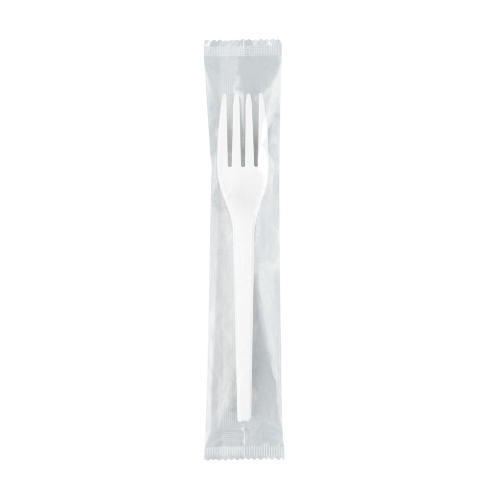 Basic Nature White CPLA Plastic Fork - Wrapped, Heat-Resistant, Compostable - 6 1/2" - 250 count box