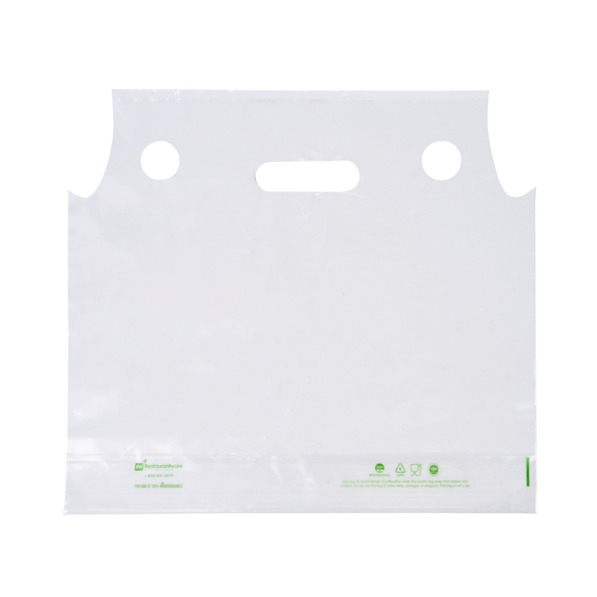 Basic Nature Clear Plastic Drink Carrier Bag - Fits 2 Cups, Biodegradable - 12 1/2" x 3 1/4" x 11" - 100 count box