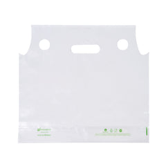 Basic Nature Clear Plastic Drink Carrier Bag - Fits 2 Cups, Biodegradable - 12 1/2