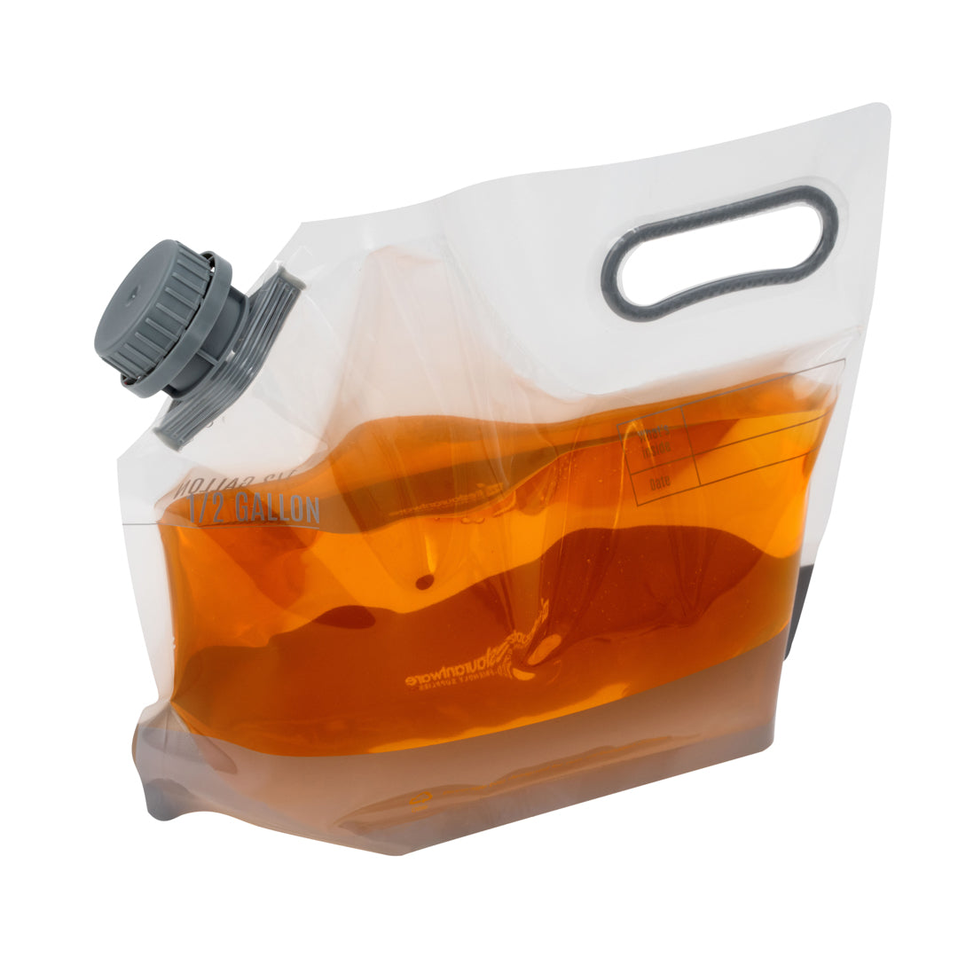 Cater Tek 1/2 gal Clear Plastic Take Out Drink Bag - with Safety Cap - 11 3/4" x 4 1/4" x 9" - 10 count box