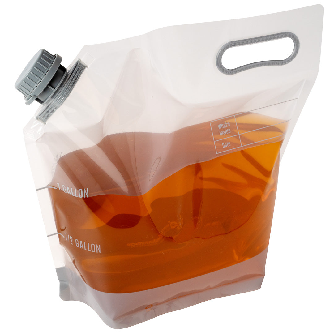 Cater Tek 1 gal Clear Plastic Take Out Drink Bag - with Safety Cap - 12 3/4" x 5 3/4" x 11 3/4" - 10 count box