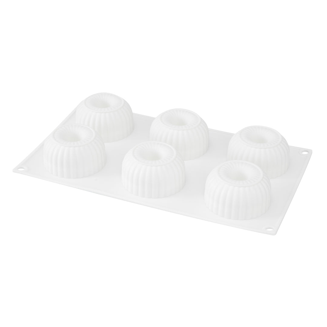 Pastry Tek Silicone Ridged Donut - 6-Compartment - 10 count box