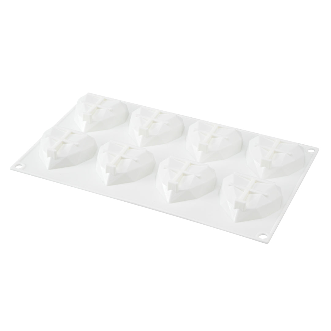 Pastry Tek Silicone Diamond Heart Baking Mold - 8-Compartment - 10 count box