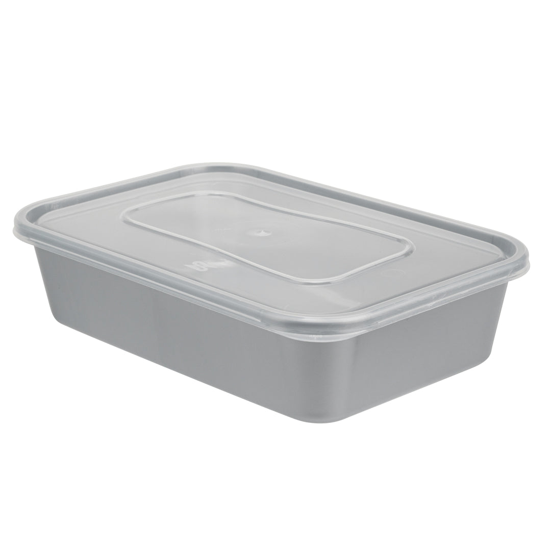 Futura 17 oz Silver Plastic Take Out Container - with Clear Lid, Microwavable - 6 3/4" x 4 1/2" x 2" - 100 count box