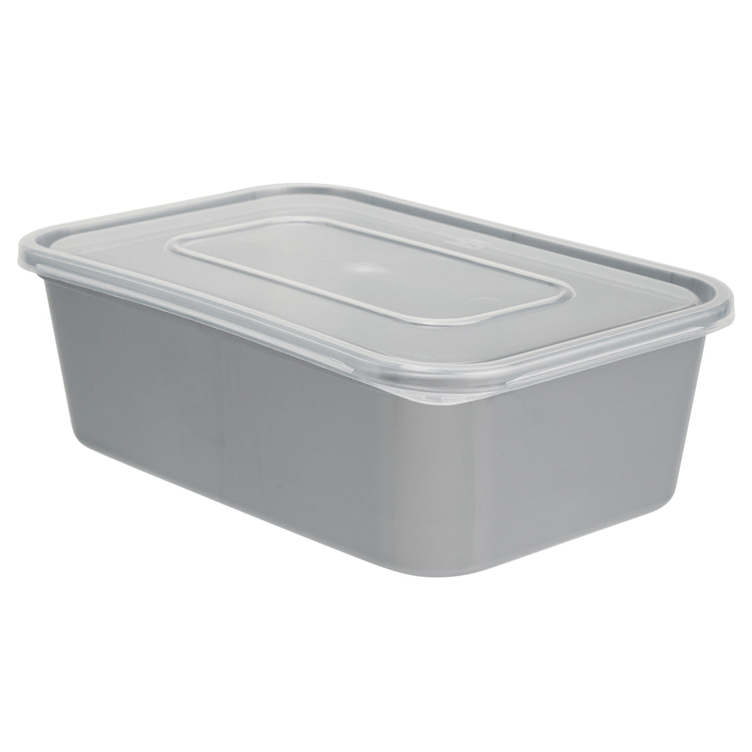 Futura 25 oz Silver Plastic Take Out Container - with Clear Lid, Microwavable - 6 3/4" x 4 1/2" x 2 1/4" - 100 count box