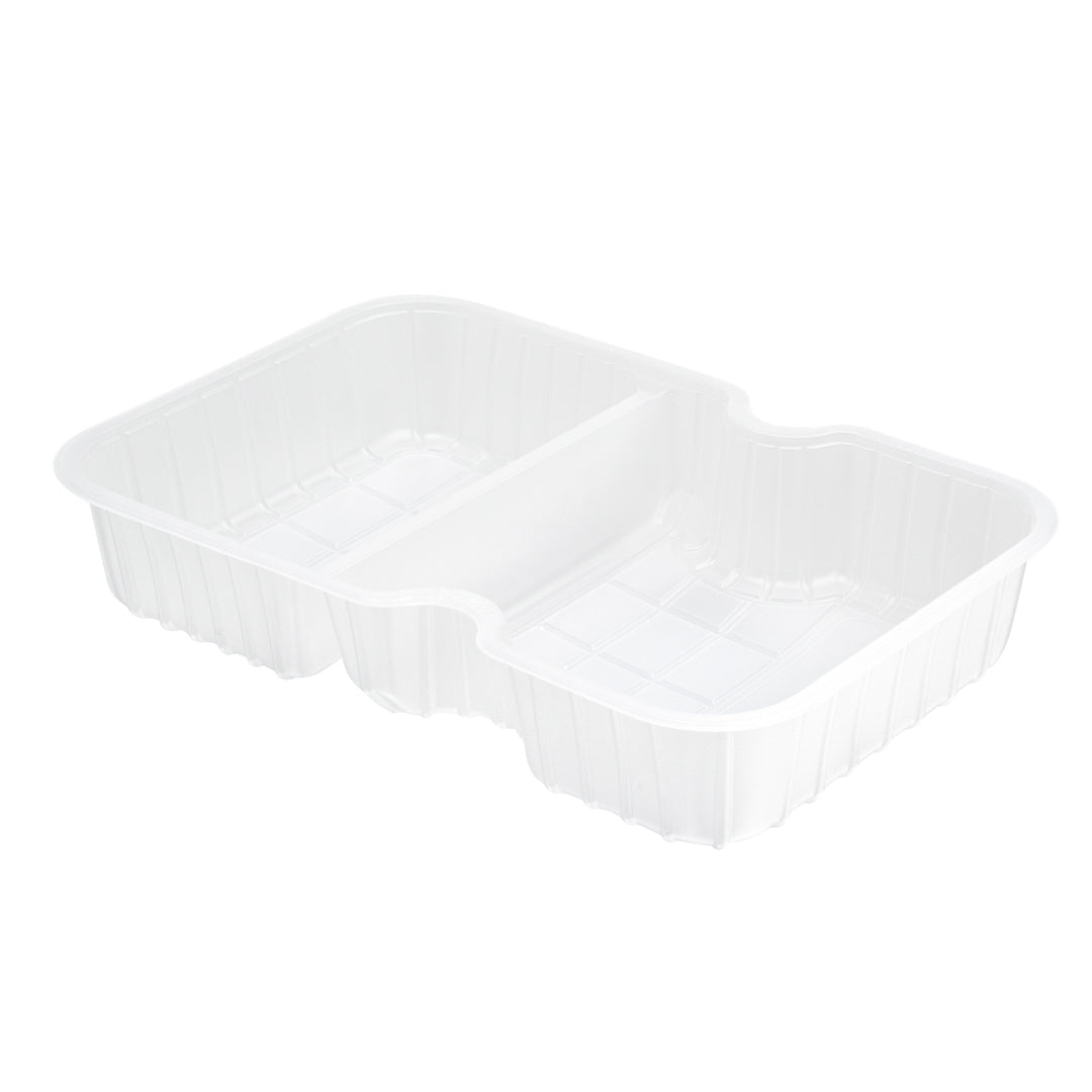 Futura 10 oz White Plastic Wide 2-Compartment Insert Tray - Fits 32 and 37 oz Containers, Microwavable - 100 count box