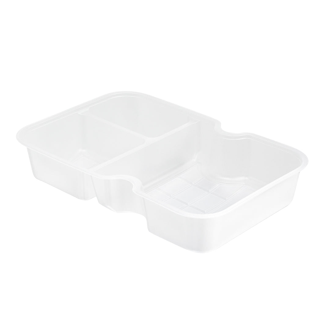 Futura 10 oz White Plastic 3-Compartment Insert Tray - Fits 32 and 37 oz Containers, Microwavable - 100 count box