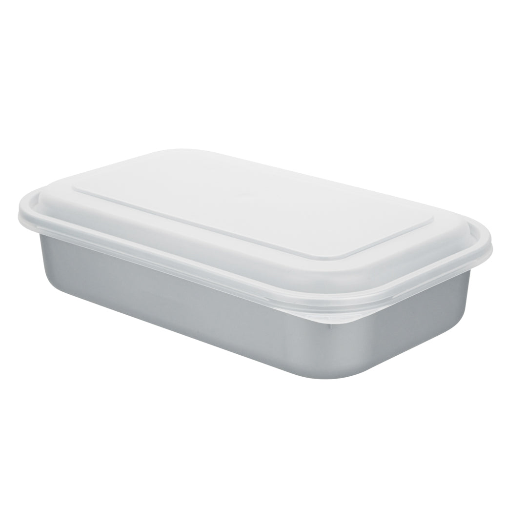 Futura 24 oz Silver Plastic Heavy Duty Container - with Frosted Lid, Microwavable, Inserts Available - 8 1/4" x 5" x 2 1/4" - 100 count box