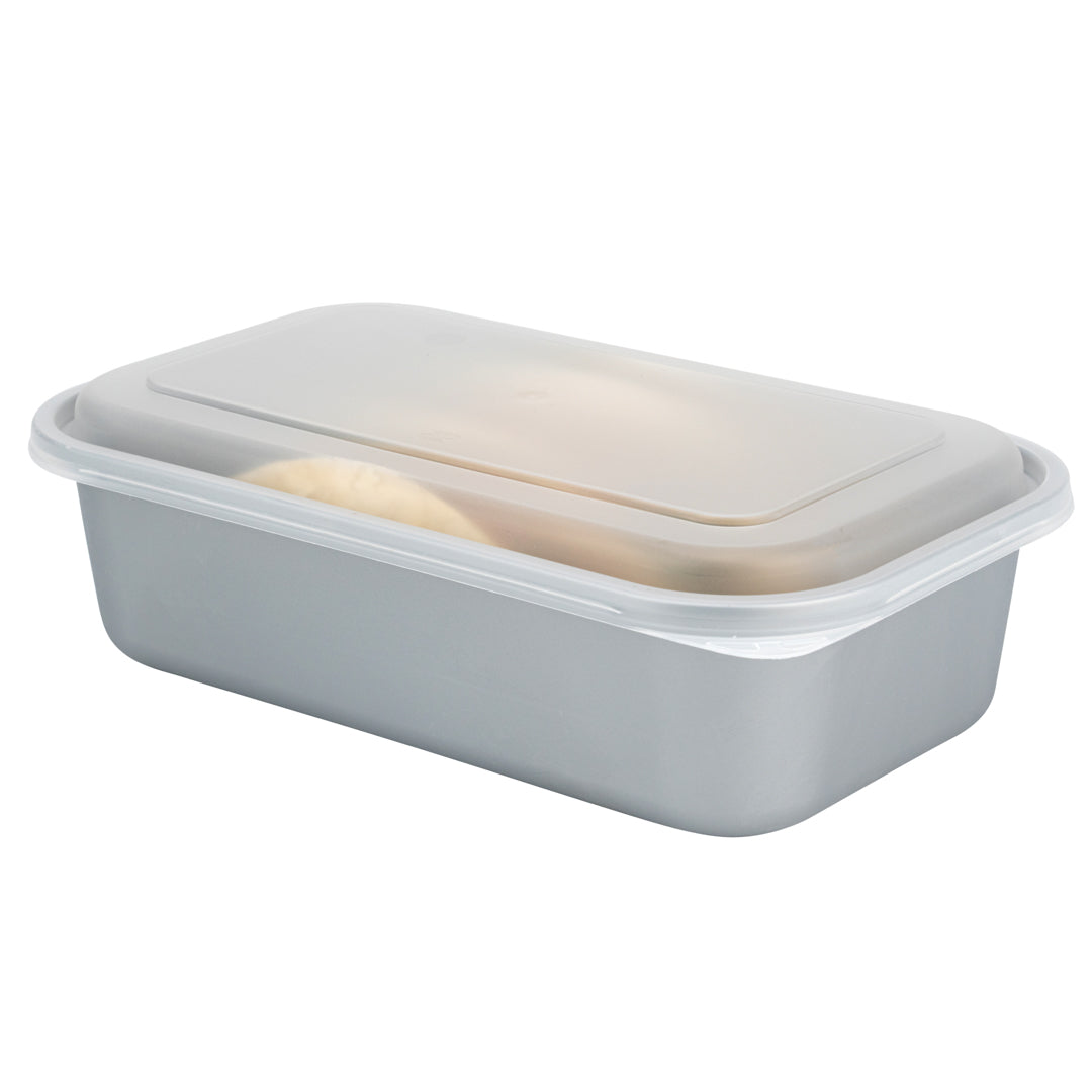 Futura 34 oz Silver Plastic Heavy Duty Container - with Frosted Lid, Microwavable, Inserts Available - 8 1/4" x 5" x 2 1/2" - 100 count box