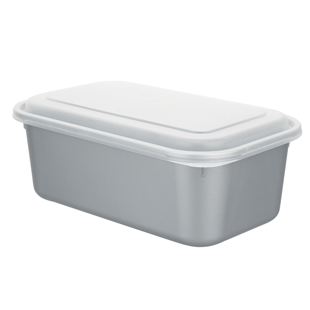 Futura 44 oz Silver Plastic Heavy Duty Container - with Frosted Lid, Microwavable, Inserts Available - 8 1/4" x 5" x 3 1/4" - 100 count box