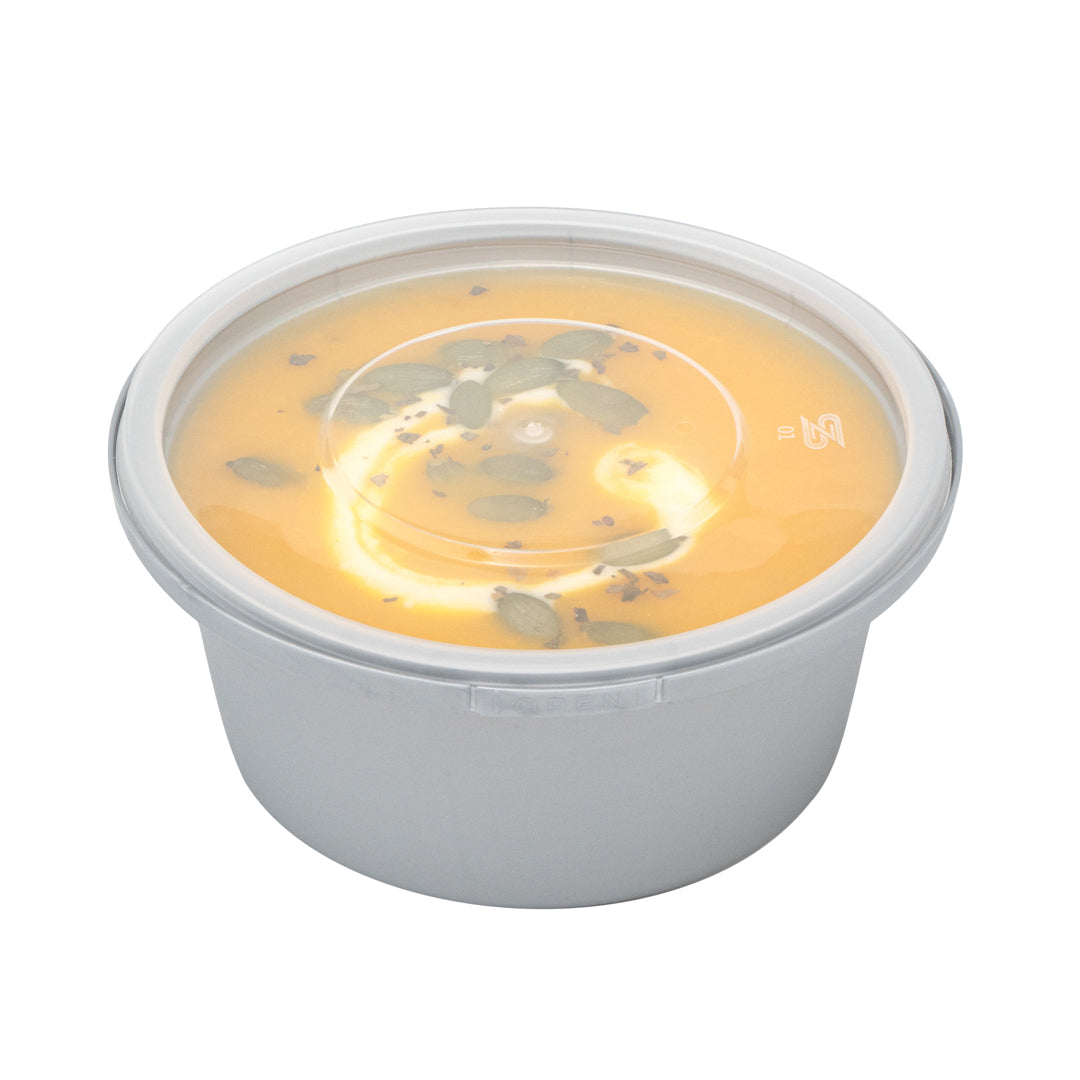 Futura 8 oz  Silver Plastic Tamper-Evident Bowl - with Clear Lid, Microwavable - 4 1/4" x 3 1/4" x 1 3/4" - 100 count box