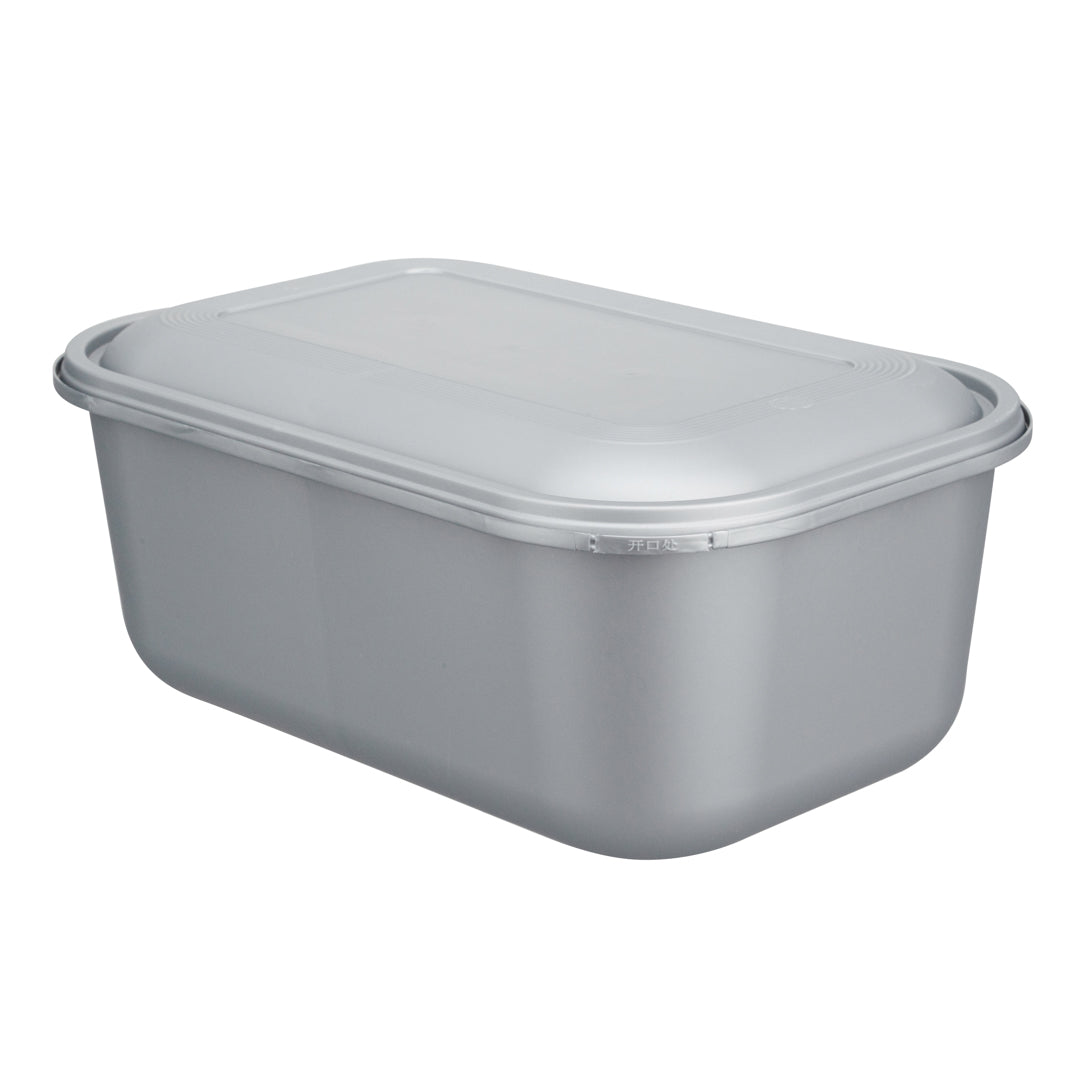 Futura 68 oz Matte Gray Plastic Tamper-Evident Take Out Container - with Lid, Microwavable - 8 3/4" x 6" x 3 3/4" - 100 count box