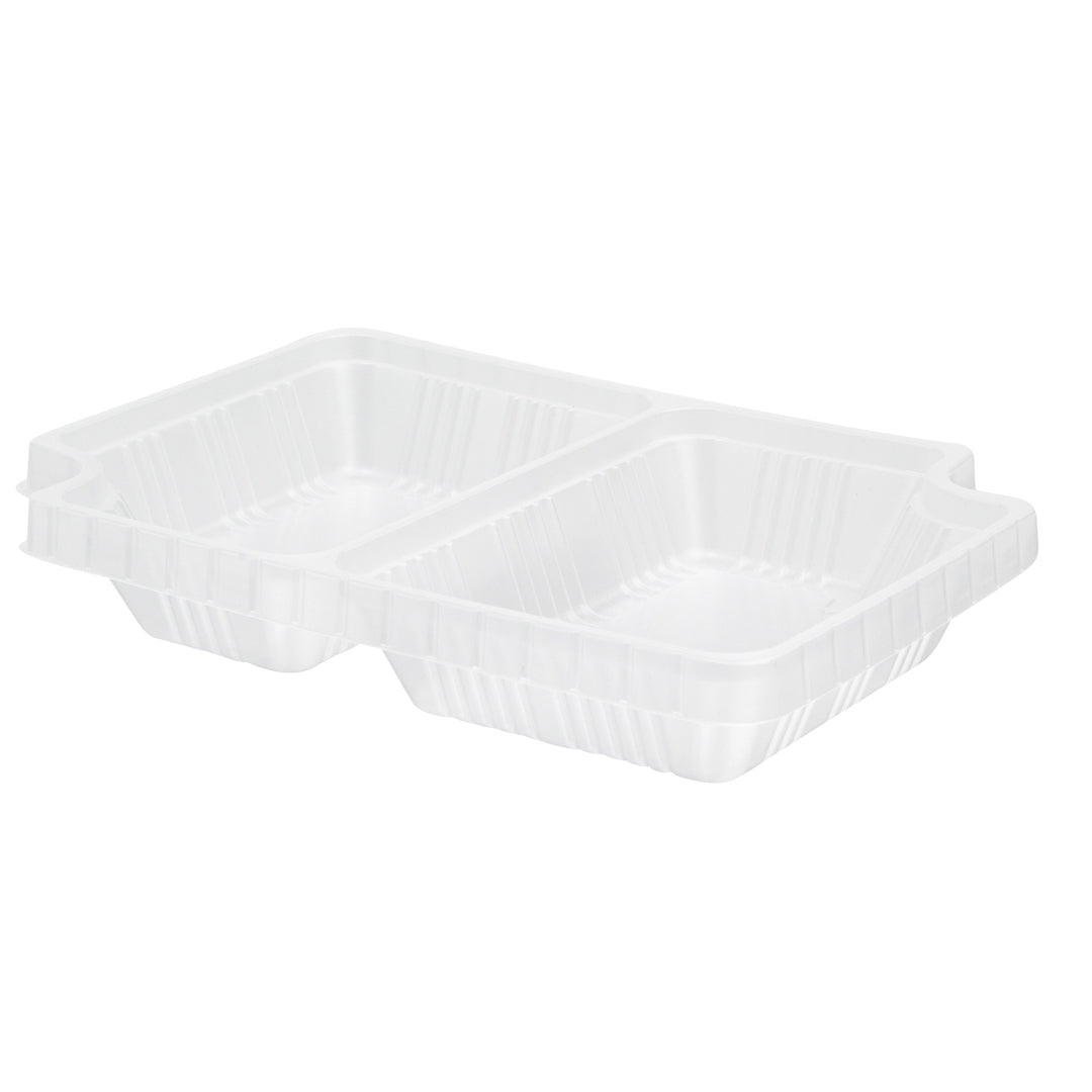 Futura 14 oz Clear Plastic 2-Compartment Insert Tray - Fits 34 oz Box, Microwavable - 100 count box