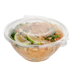 Tamper Tek 32 oz Round Clear Plastic Bowl - with Hinged Lid, Tamper-Evident - 7