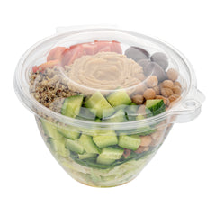 Tamper Tek 48 oz Round Clear Plastic Bowl - with Hinged Lid, Tamper-Evident - 7