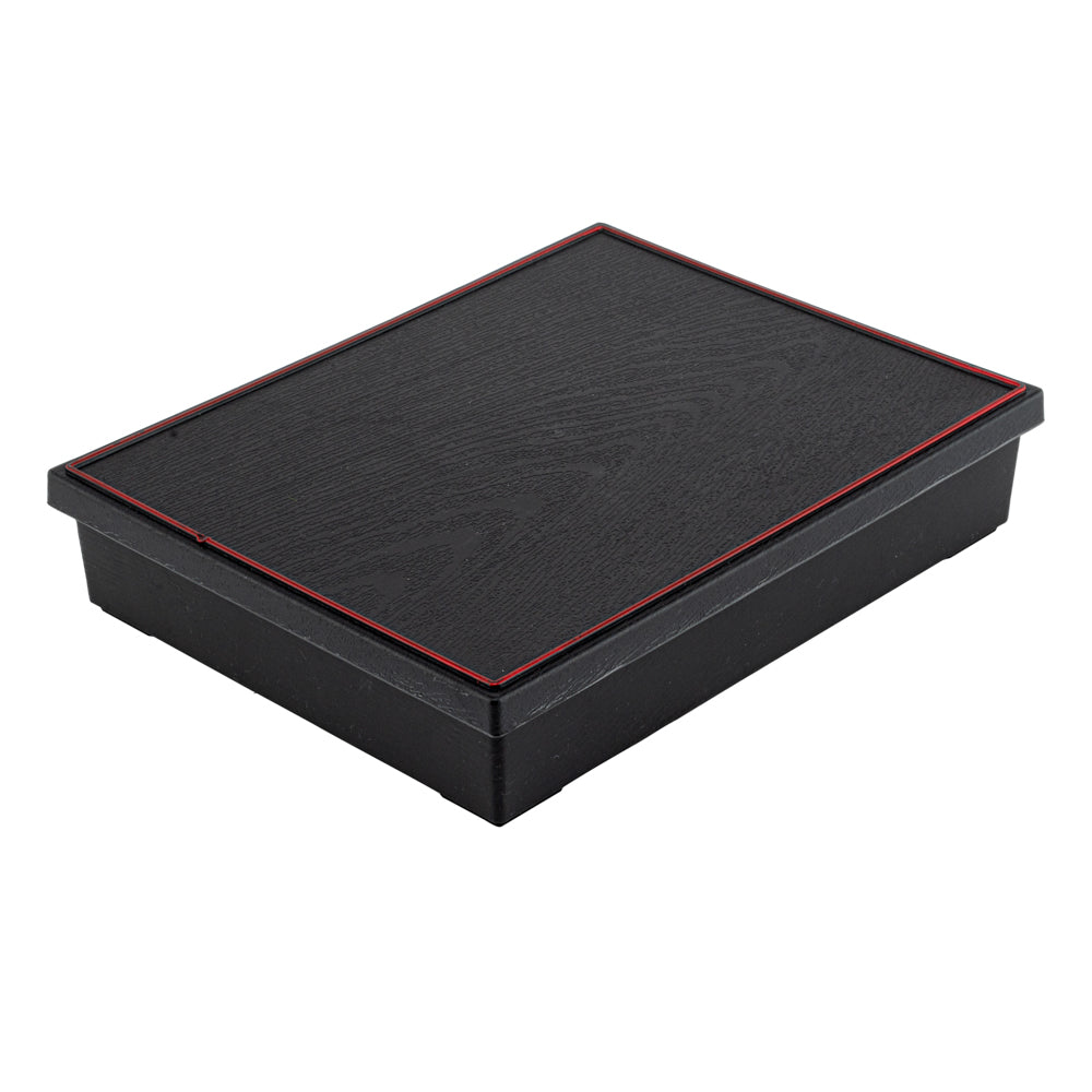 Bento Tek Rectangle Black and Red Small Japanese Style Bento Box - 5 Compartments - 10 3/4" x 8 1/4" x 2 1/4" - 1 count box