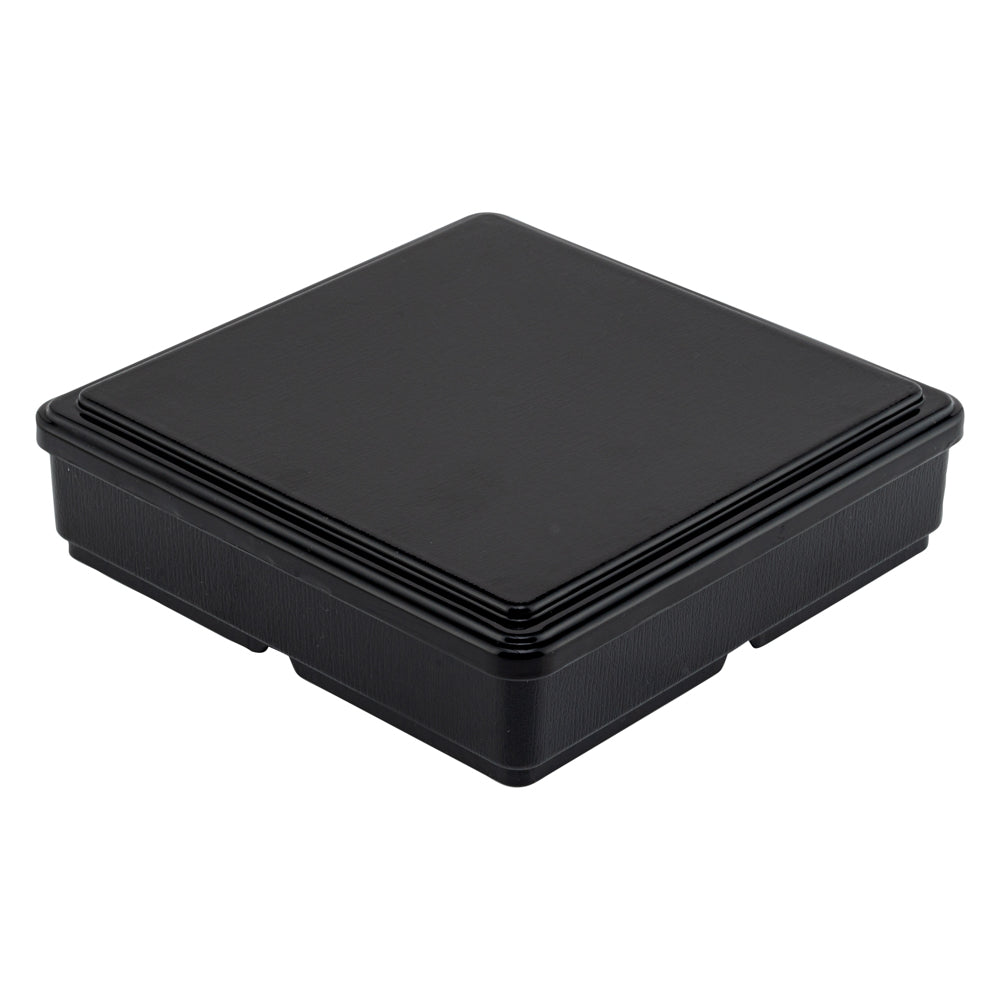 Bento Tek Square Black and Red Japanese Style Bento Box - 4 Compartments - 8 1/4" x 8 1/4" x 2 1/4" - 1 count box