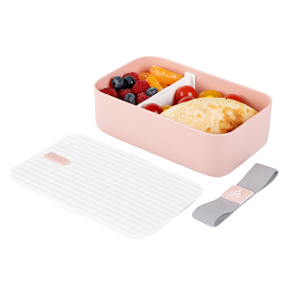 Bento Tek 34 oz Pink Buddha Box Lunch Container - with White Lid - 7 1/2" x 4 3/4" x 2 1/2" - 1 count box