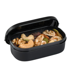 Bento Tek 3 oz Black Buddha Box Snack / Sauce Container - with Black Lid - 3 3/4