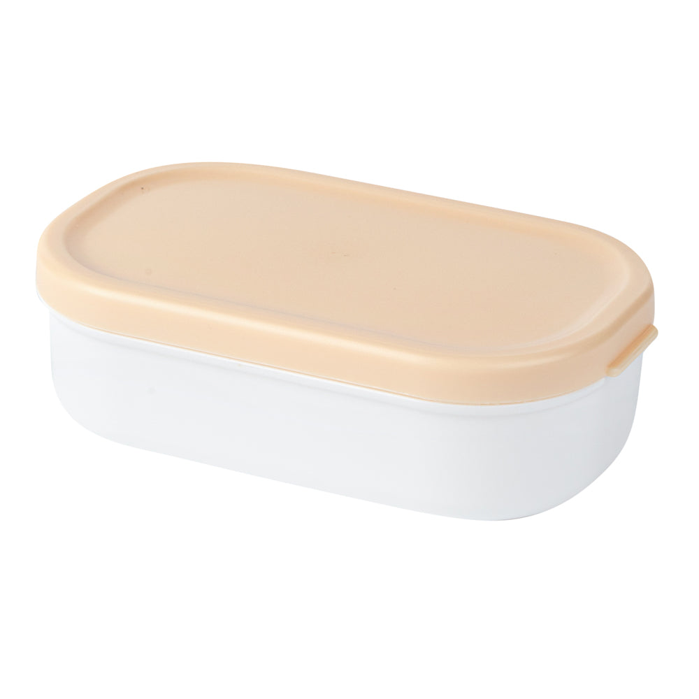 Bento Tek 3 oz White Buddha Box Snack / Sauce Container - with Beige Lid - 3 3/4" x 2 1/4" x 1 1/4" - 4 count box