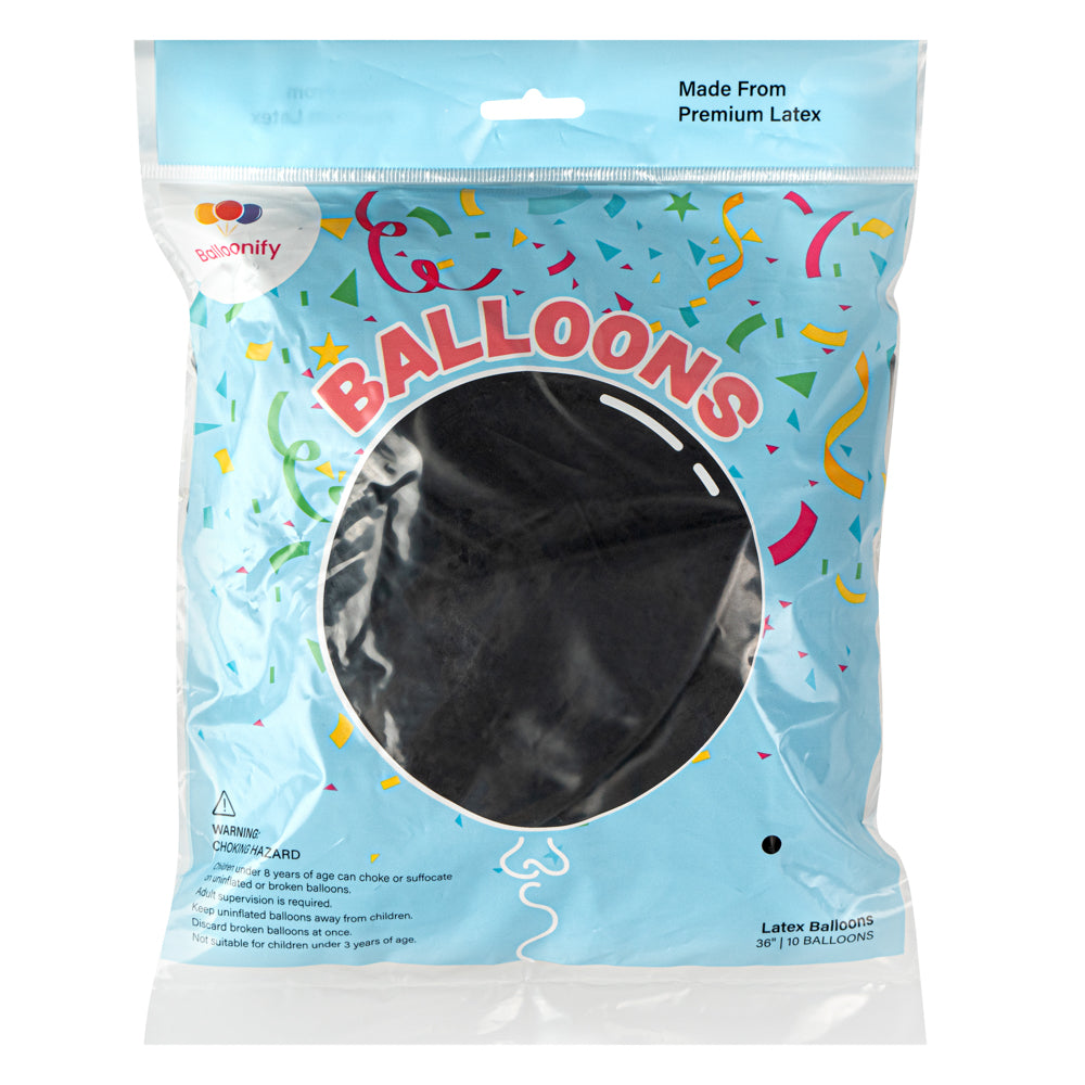 Balloonify Black Latex Balloon - 36" - 10 count box