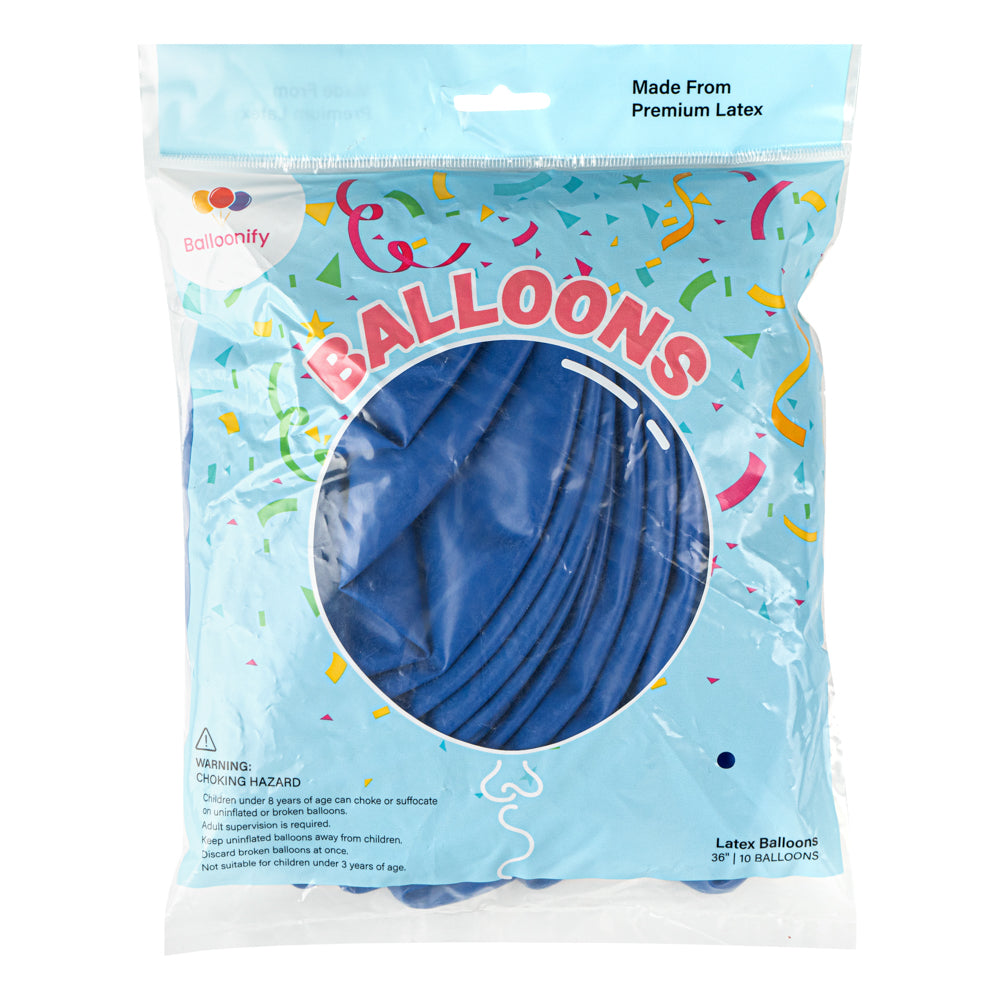 Balloonify Blue Latex Balloon - 36" - 10 count box