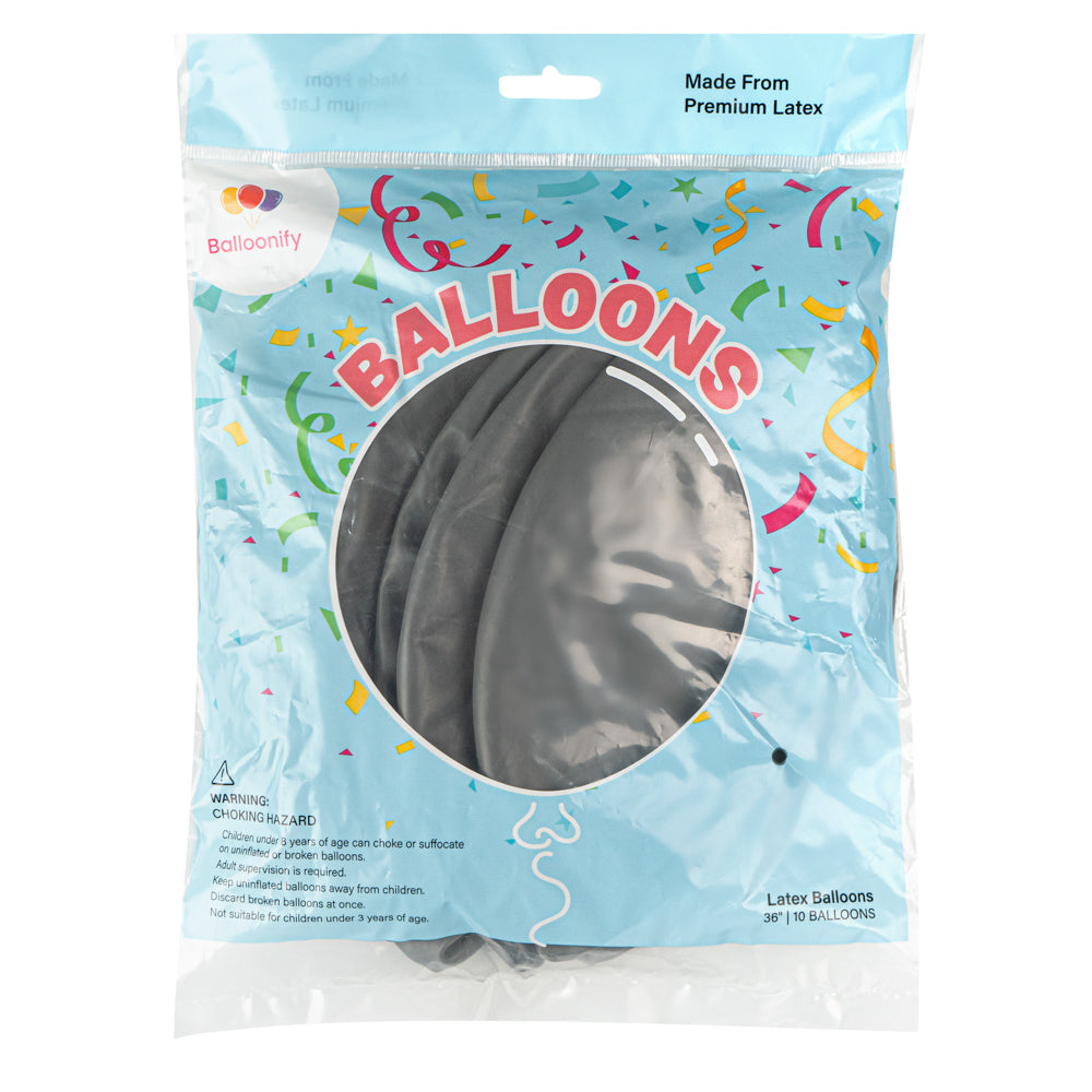 Balloonify Gray Latex Balloon - 36" - 10 count box