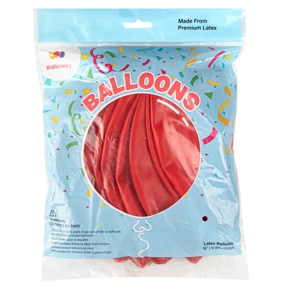 Balloonify Red Latex Balloon - 36" - 10 count box