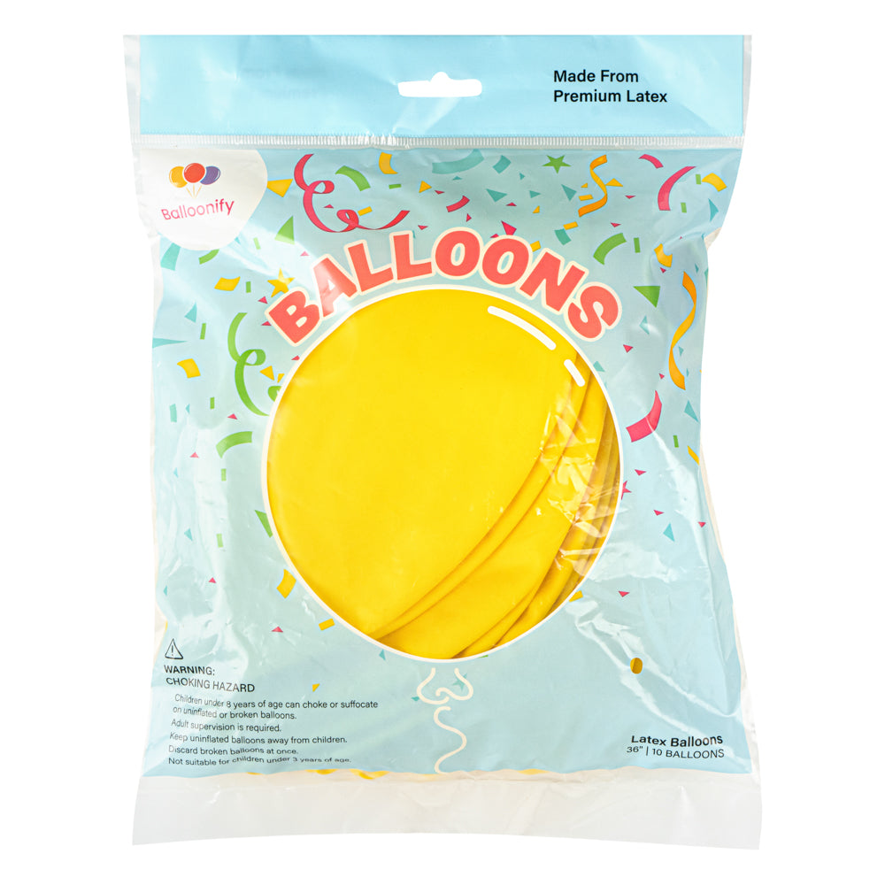 Balloonify Yellow Latex Balloon - 36" - 10 count box