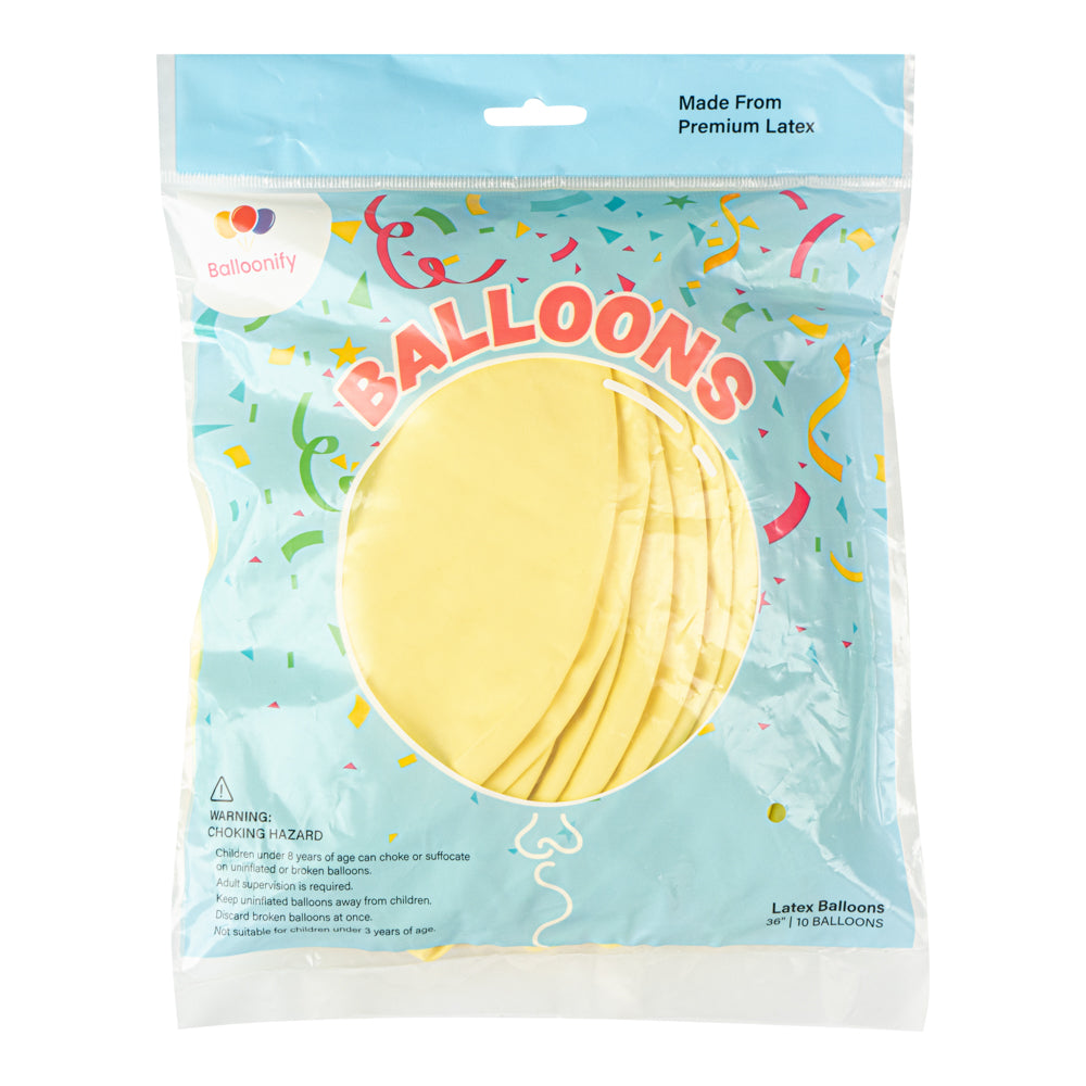 Balloonify Pastel Yellow Latex Balloon - 36" - 10 count box