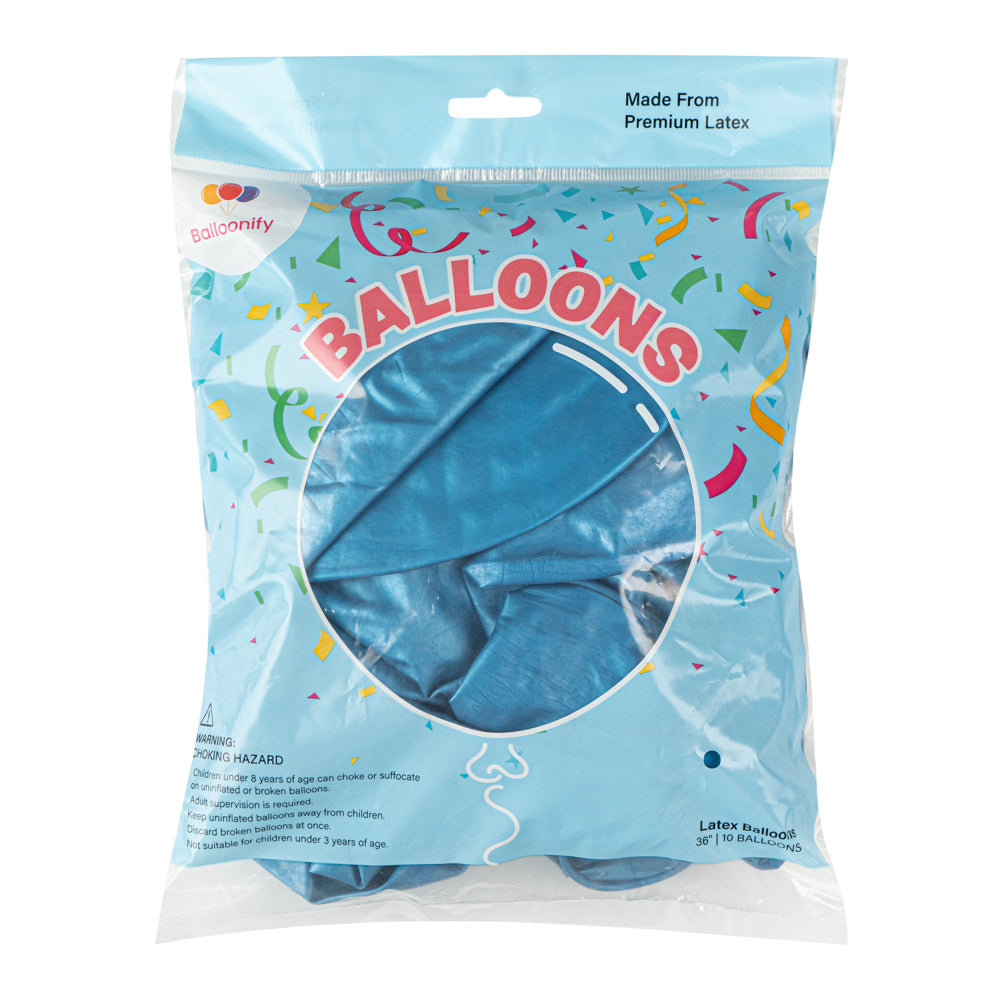 Balloonify Metallic Blue Latex Balloon - 36" - 10 count box