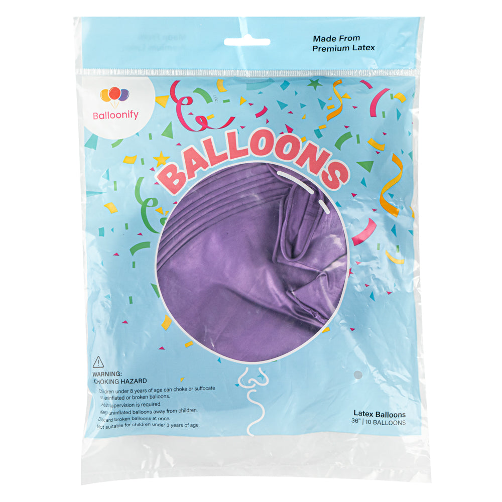 Balloonify Metallic Purple Latex Balloon - 36" - 10 count box