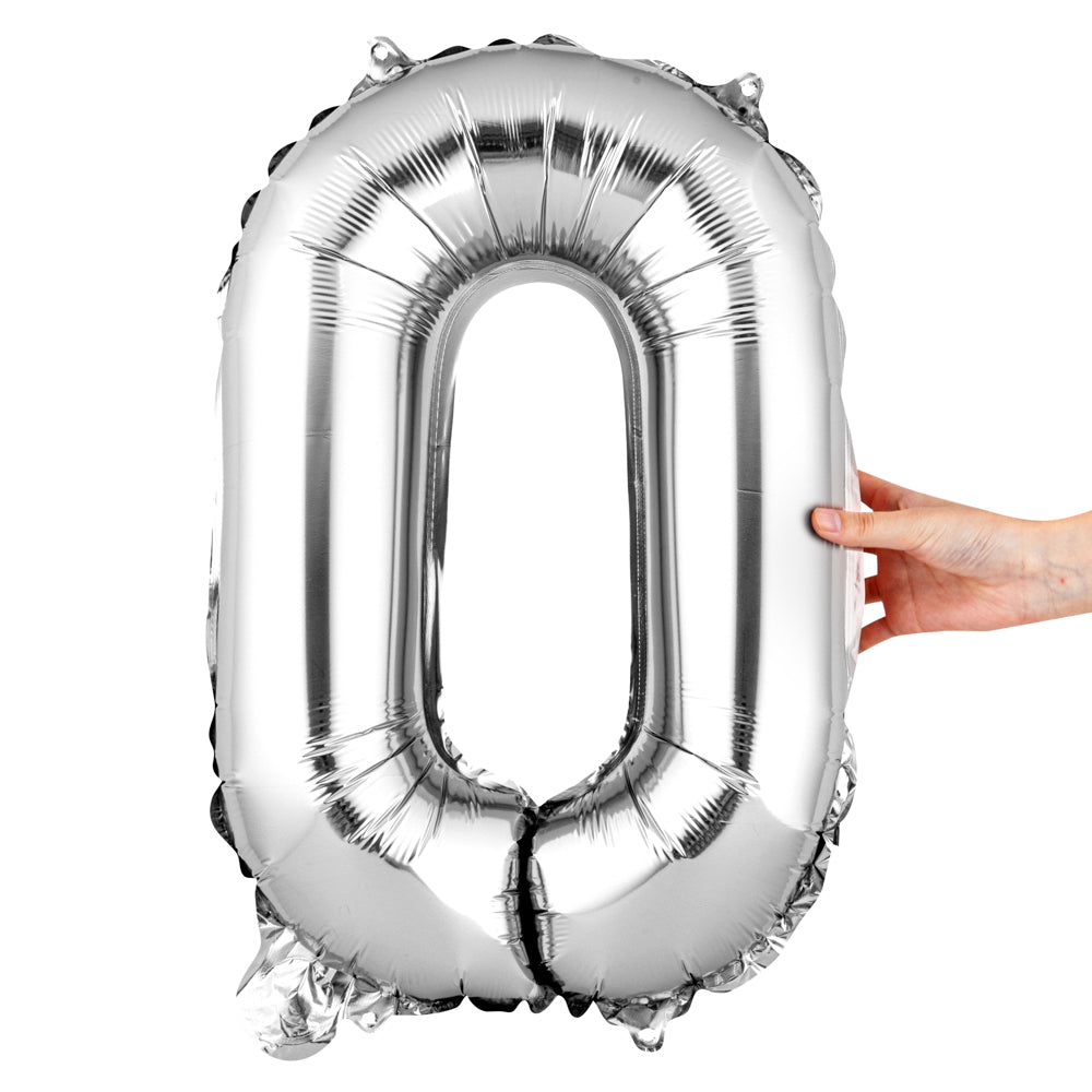 Balloonify Silver Mylar Number 0 Balloon - 16" - 1 count box