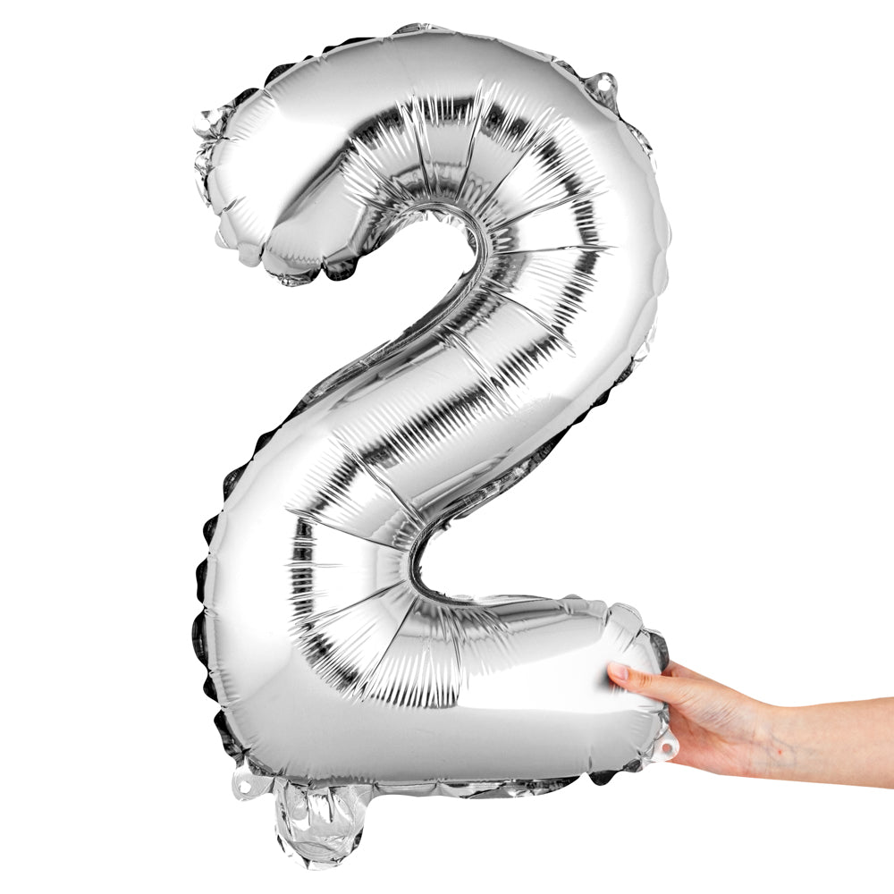 Balloonify Silver Mylar Number 2 Balloon - 16" - 1 count box