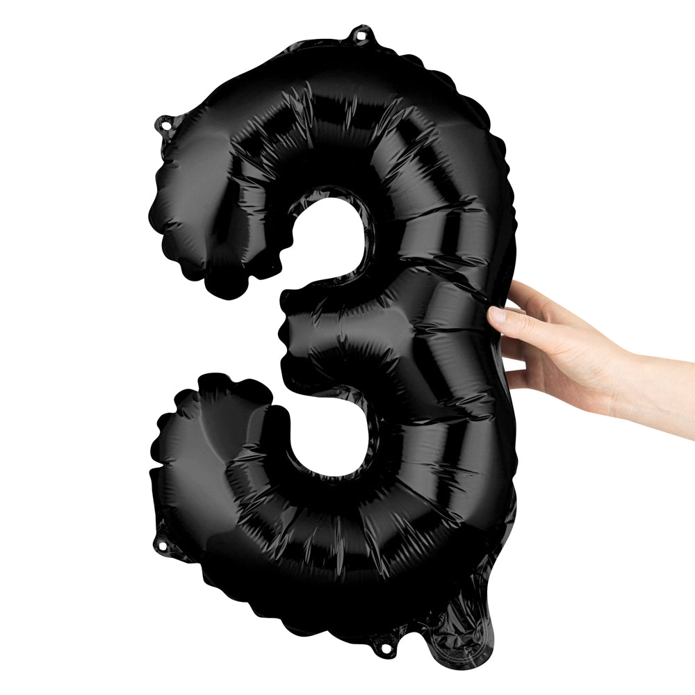 Balloonify Black Mylar Number 3 Balloon - 16" - 1 count box