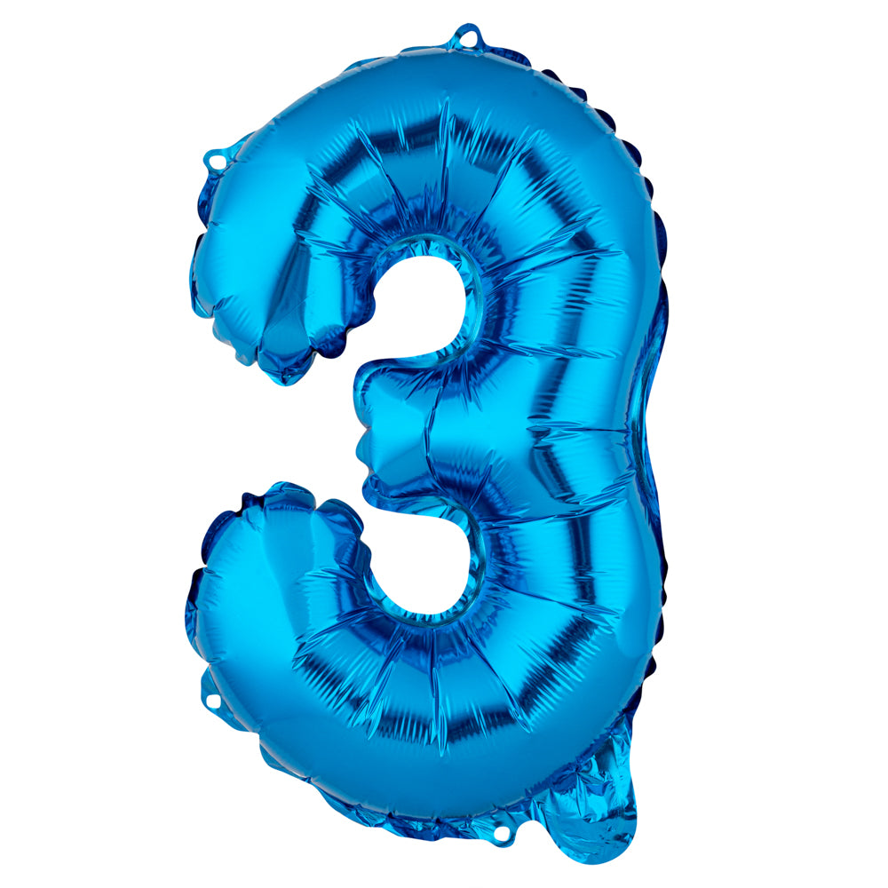 Balloonify Blue Mylar Number 3 Balloon - 16" - 1 count box