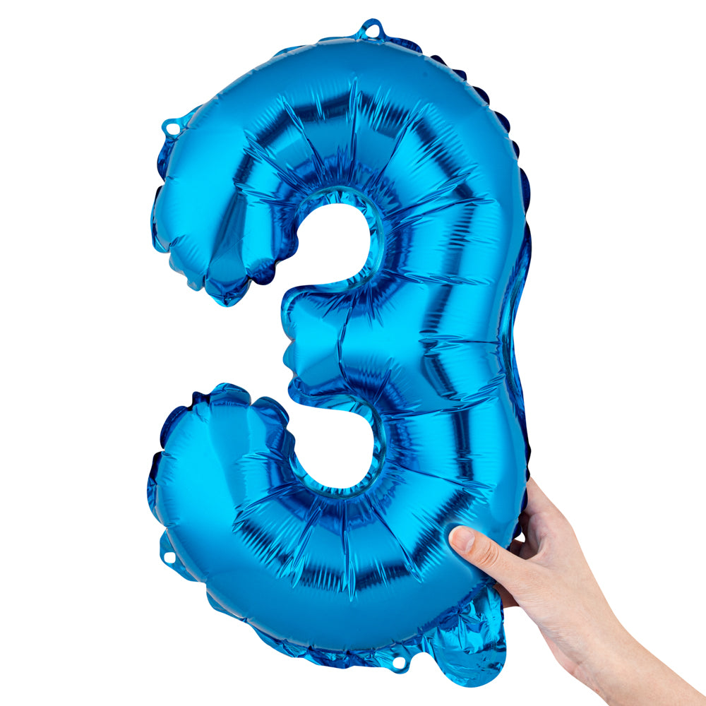 Balloonify Blue Mylar Number 3 Balloon - 16" - 1 count box