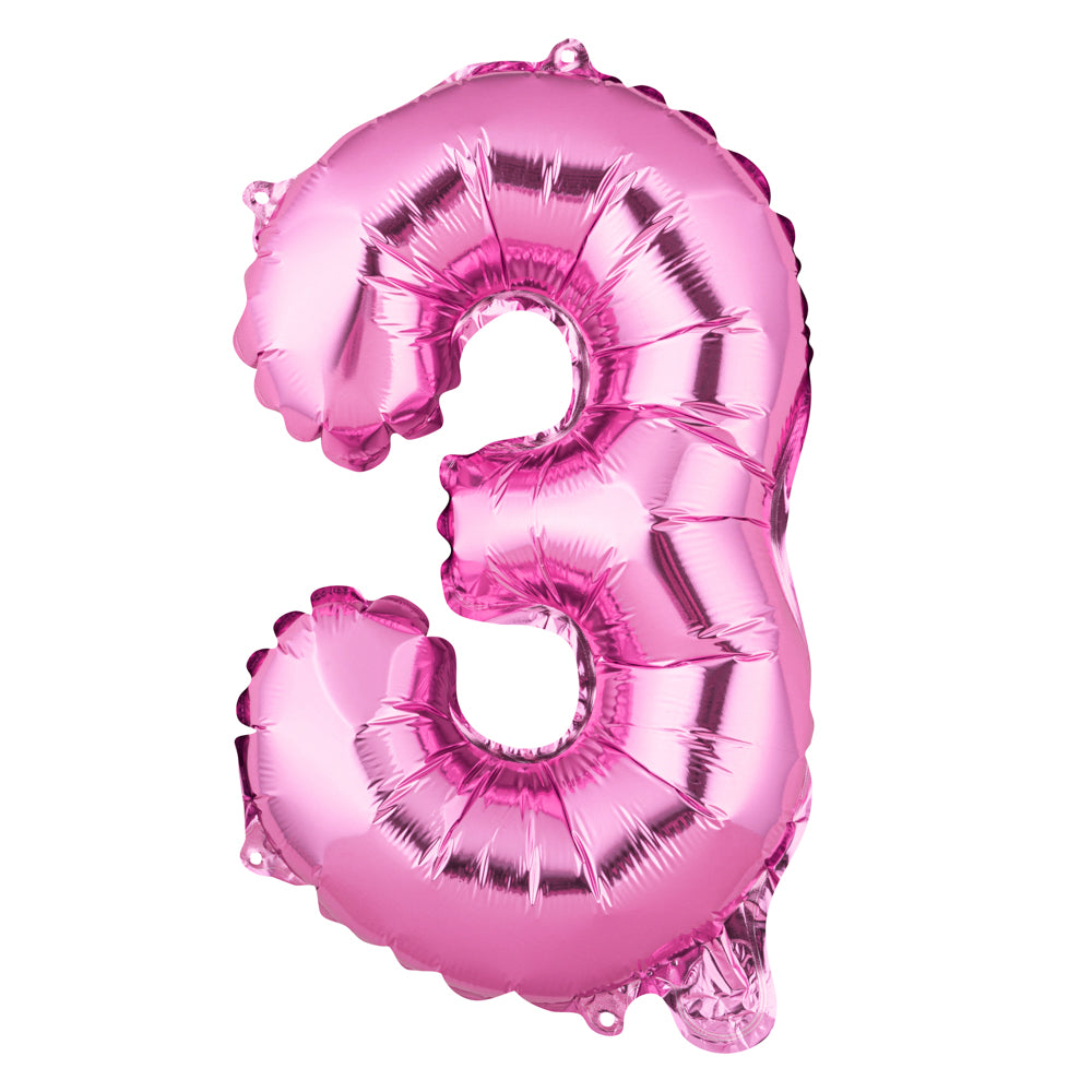 Balloonify Pink Mylar Number 3 Balloon - 16" - 1 count box