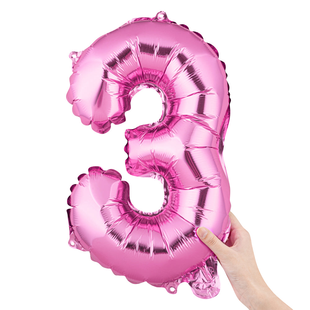 Balloonify Pink Mylar Number 3 Balloon - 16" - 1 count box